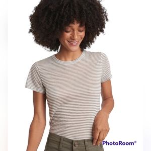 Marine Layer Classic Crew Tee in Blue and White Stripe Sz M